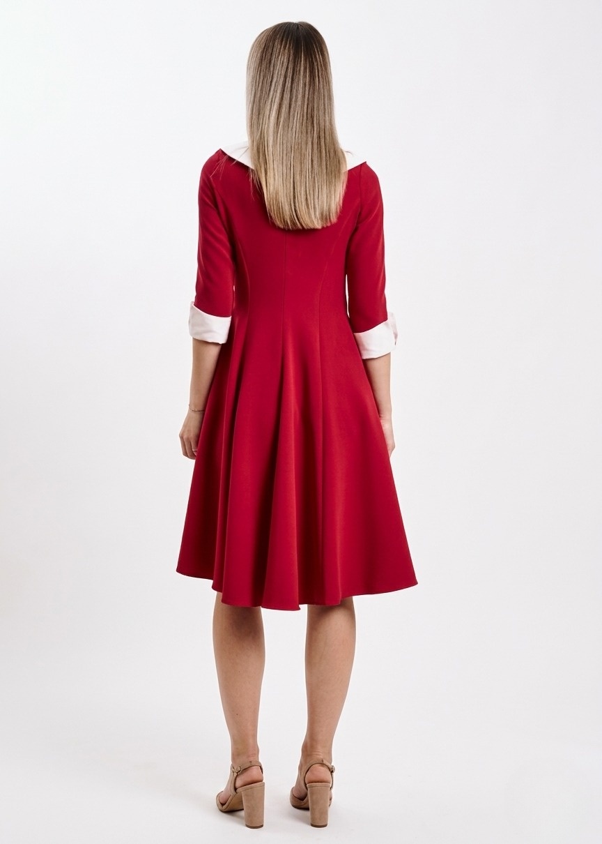 ROCHIE IN CLINI ROSIE CU GULER SI MANSETE ALBE - imagine 5