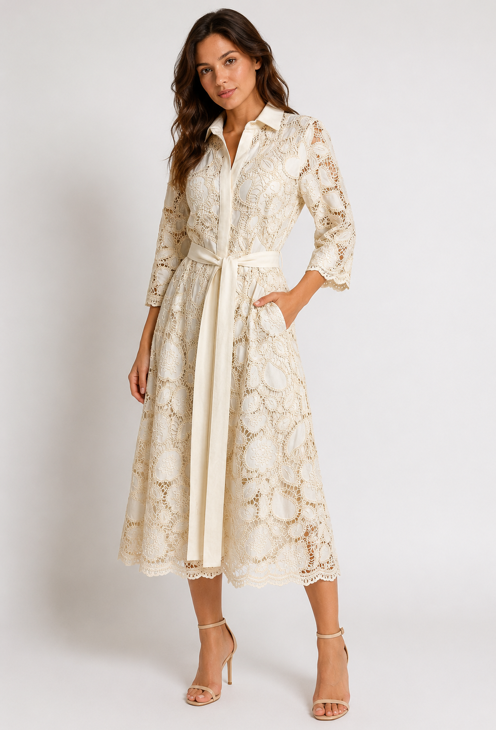 ROCHIE CAMASA DIN BUMBAC BRODAT BEJ