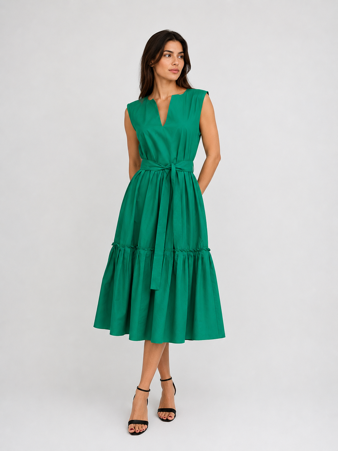 ROCHIE DIN POPLIN CU VOLANE